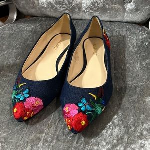 Jean embroider flats